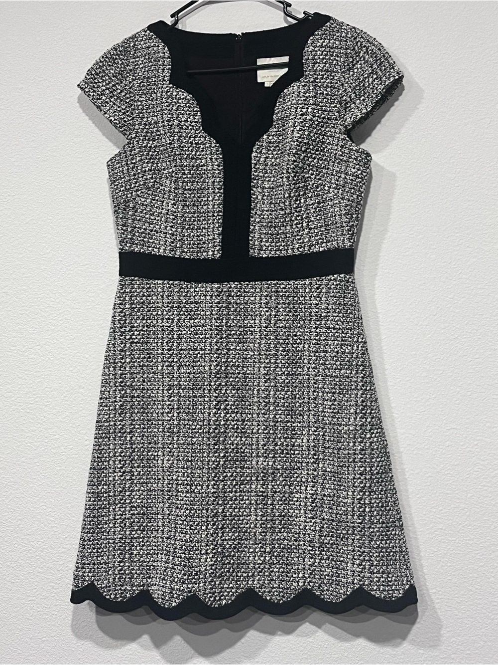 Kate Spade New York Tweed Scallop Trim Fit & Flare Dress Size 8